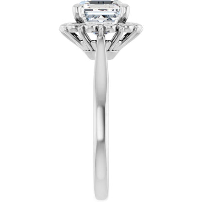 14K White Gold 1.81 CTW Asscher Vintage Halo Filigree Lab Grown Diamond Engagement Ring