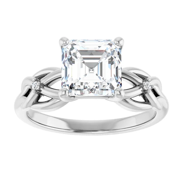 14K White Gold 1.83 CTW Asscher Twisted Shank Lab Grown Diamond Engagement Ring