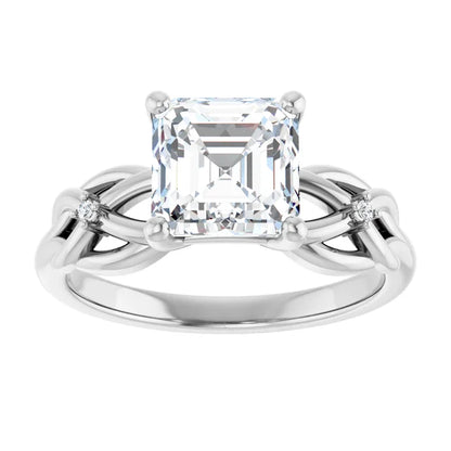 14K White Gold 1.83 CTW Asscher Twisted Shank Lab Grown Diamond Engagement Ring