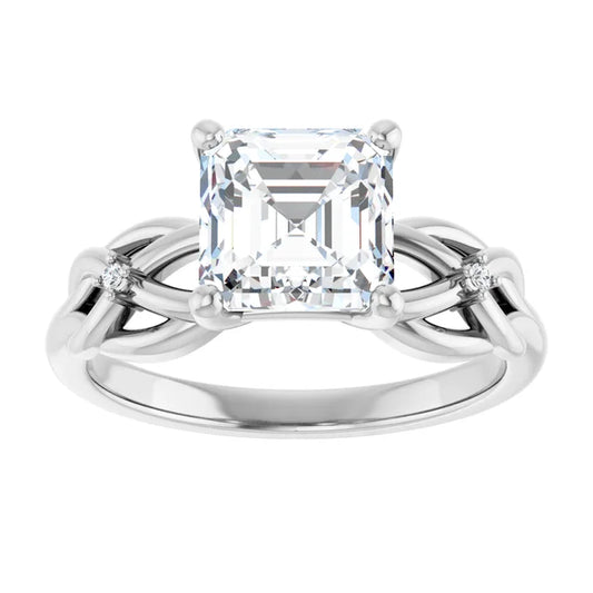 14K White Gold 1.83 CTW Asscher Twisted Shank Lab Grown Diamond Engagement Ring