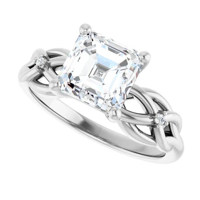 14K White Gold 1.83 CTW Asscher Twisted Shank Lab Grown Diamond Engagement Ring