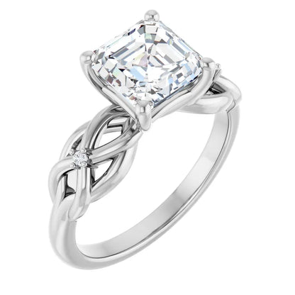 14K White Gold 1.83 CTW Asscher Twisted Shank Lab Grown Diamond Engagement Ring