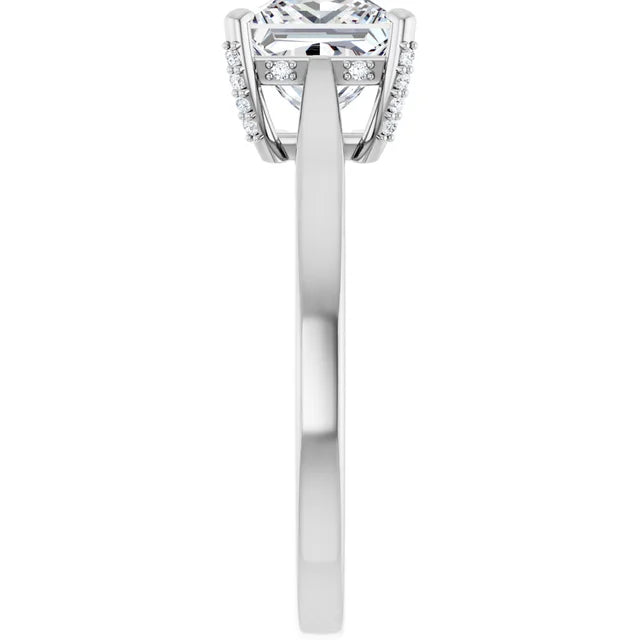 14K White Gold 1.84 CTW Princess Solitaire Cathedral Hidden Halo Lab Grown Diamond Engagement Ring