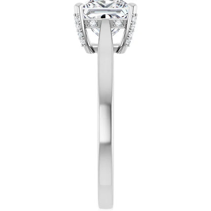 14K White Gold 1.84 CTW Princess Solitaire Cathedral Hidden Halo Lab Grown Diamond Engagement Ring