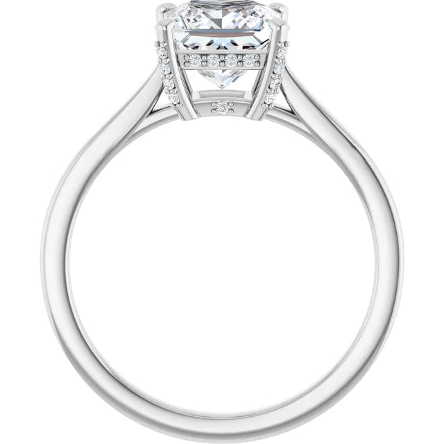 14K White Gold 1.84 CTW Princess Solitaire Cathedral Hidden Halo Lab Grown Diamond Engagement Ring