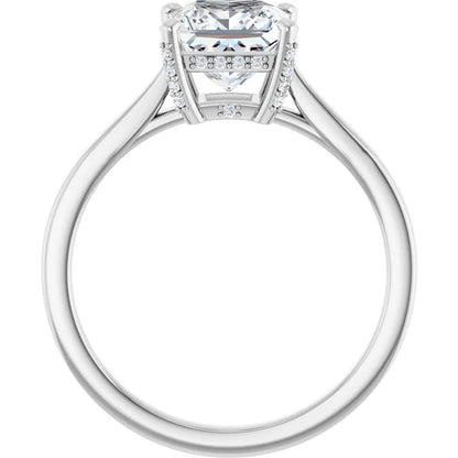 14K White Gold 1.84 CTW Princess Solitaire Cathedral Hidden Halo Lab Grown Diamond Engagement Ring