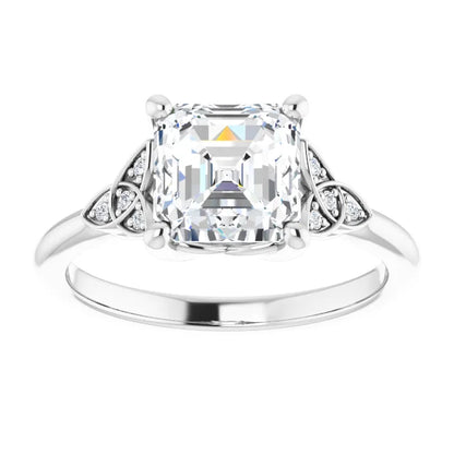 14K White Gold 1.86 CTW Asscher Vintage Celtic Lab Grown Diamond Engagement Ring