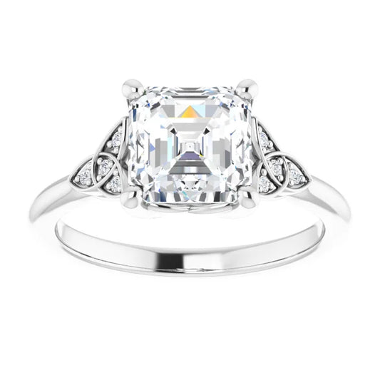 14K White Gold 1.86 CTW Asscher Vintage Celtic Lab Grown Diamond Engagement Ring