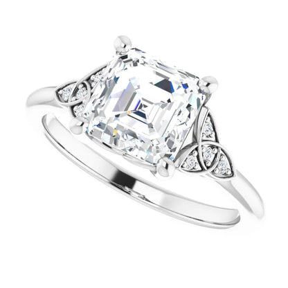 14K White Gold 1.86 CTW Asscher Vintage Celtic Lab Grown Diamond Engagement Ring