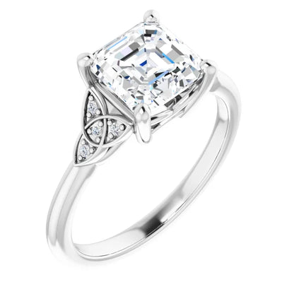 14K White Gold 1.86 CTW Asscher Vintage Celtic Lab Grown Diamond Engagement Ring