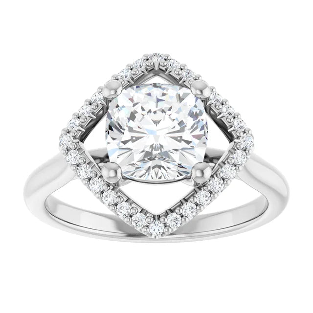 14K White Gold 1.86 CTW Cushion Halo Lab Grown Diamond Engagement Ring