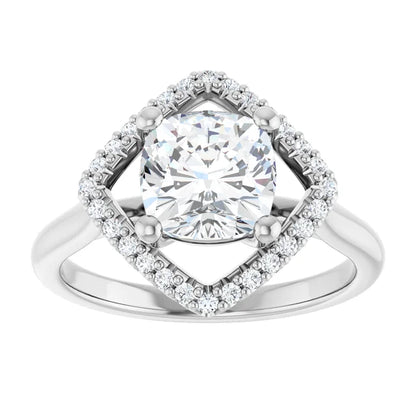 14K White Gold 1.86 CTW Cushion Halo Lab Grown Diamond Engagement Ring
