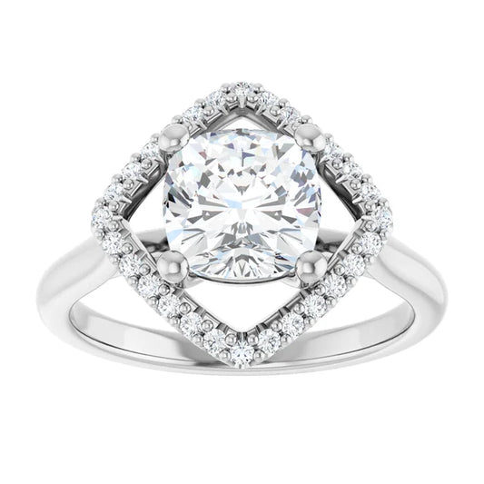 14K White Gold 1.86 CTW Cushion Halo Lab Grown Diamond Engagement Ring