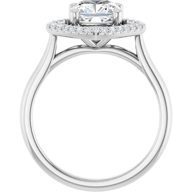 14K White Gold 1.86 CTW Cushion Halo Lab Grown Diamond Engagement Ring