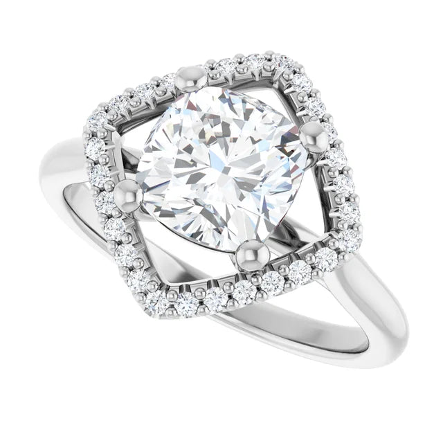14K White Gold 1.86 CTW Cushion Halo Lab Grown Diamond Engagement Ring