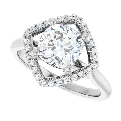 14K White Gold 1.86 CTW Cushion Halo Lab Grown Diamond Engagement Ring