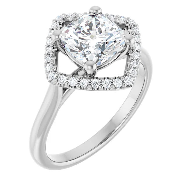 14K White Gold 1.86 CTW Cushion Halo Lab Grown Diamond Engagement Ring