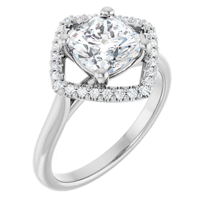 14K White Gold 1.86 CTW Cushion Halo Lab Grown Diamond Engagement Ring