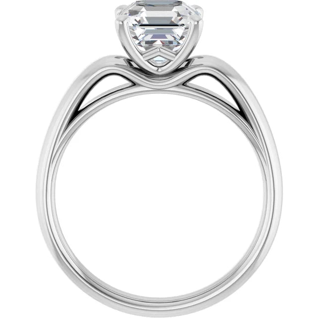 14K White Gold 1.87 CTW Asscher Solitaire Lab Grown Diamond Engagement Ring