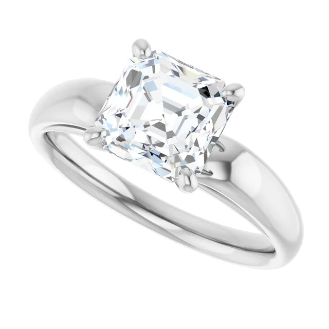 14K White Gold 1.87 CTW Asscher Solitaire Lab Grown Diamond Engagement Ring