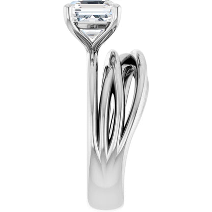 14K White Gold 1.88 CTW Asscher Multi Strand Lab Grown Diamond Engagement Ring