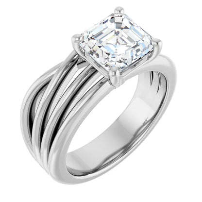 14K White Gold 1.88 CTW Asscher Multi Strand Lab Grown Diamond Engagement Ring