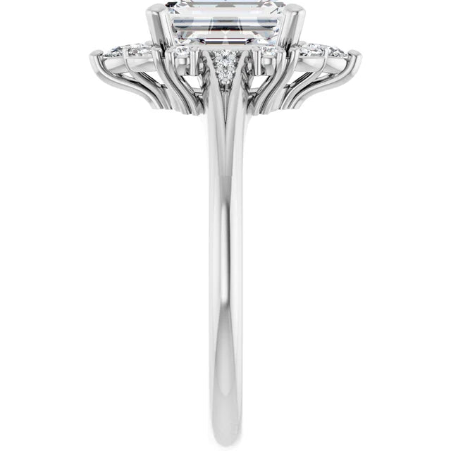 14K White Gold 1.89 CTW Emerald Cluster Lab Grown Diamond Engagement Ring