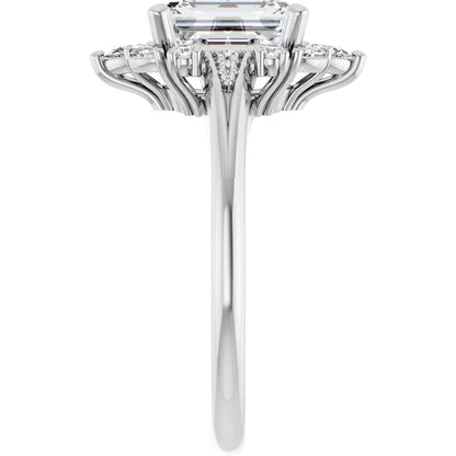 14K White Gold 1.89 CTW Emerald Cluster Lab Grown Diamond Engagement Ring