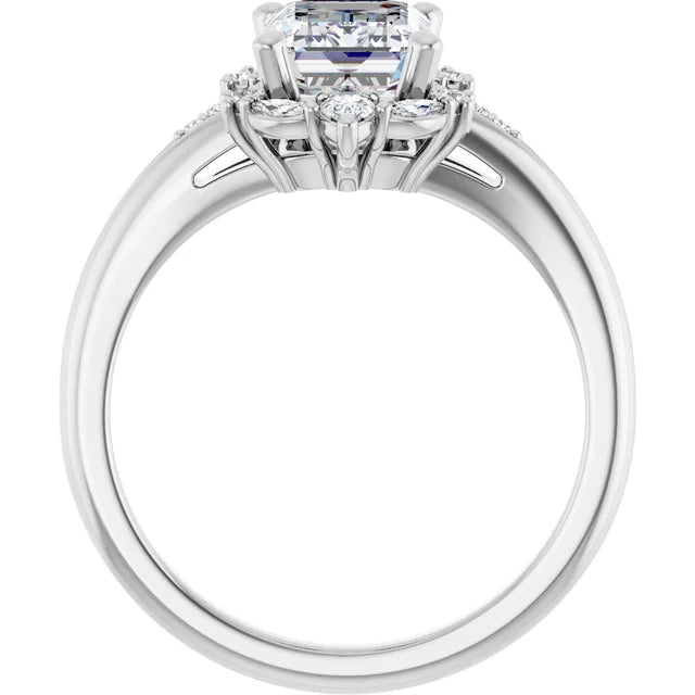 14K White Gold 1.89 CTW Emerald Cluster Lab Grown Diamond Engagement Ring