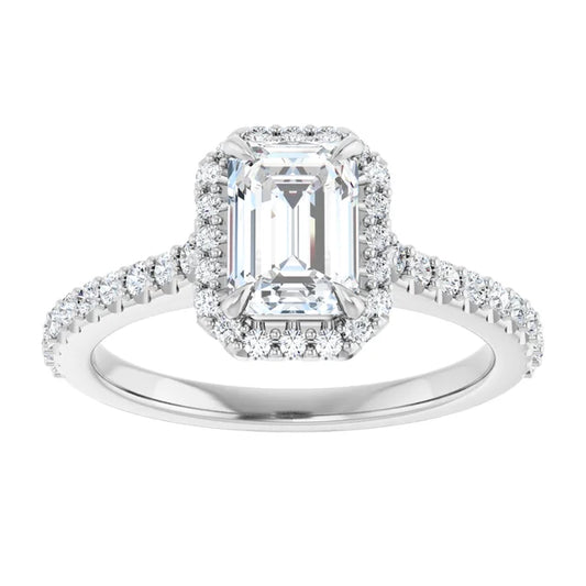 14K White Gold 1.89 CTW Emerald Halo Lab Grown Diamond Engagement Ring