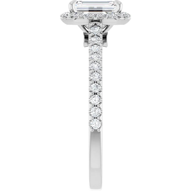 14K White Gold 1.89 CTW Emerald Halo Lab Grown Diamond Engagement Ring-diamondnetjewellery