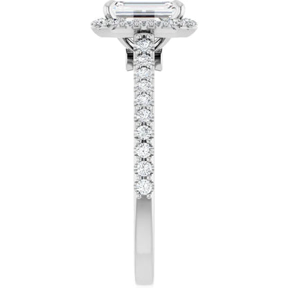 14K White Gold 1.89 CTW Emerald Halo Lab Grown Diamond Engagement Ring-diamondnetjewellery