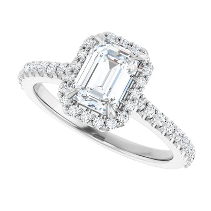 14K White Gold 1.89 CTW Emerald Halo Lab Grown Diamond Engagement Ring-diamondnetjewellery