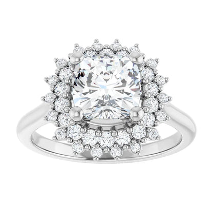 14K White Gold 1.90 CTW Cushion Double Halo Lab Grown Diamond Engagement Ring