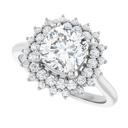 14K White Gold 1.90 CTW Cushion Double Halo Lab Grown Diamond Engagement Ring