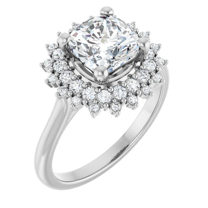 14K White Gold 1.90 CTW Cushion Double Halo Lab Grown Diamond Engagement Ring