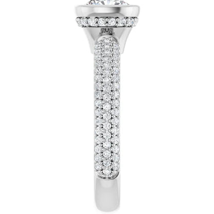 14K White Gold 2.28 CTW Cushion Halo Pavé Diamond Engagement Ring