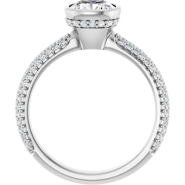 14K White Gold 2.28 CTW Cushion Halo Pavé Diamond Engagement Ring