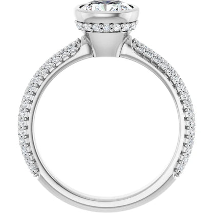 14K White Gold 2.28 CTW Cushion Halo Pavé Diamond Engagement Ring