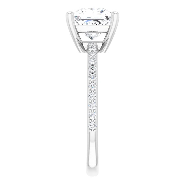 14K White Gold 1.91 CTW Princess Solitaire Pavé Cathedral Lab Grown Diamond Engagement Ring