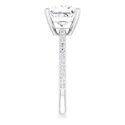 14K White Gold 1.91 CTW Princess Solitaire Pavé Cathedral Lab Grown Diamond Engagement Ring