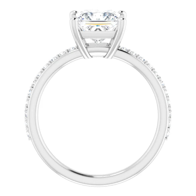 14K White Gold 1.91 CTW Princess Solitaire Pavé Cathedral Lab Grown Diamond Engagement Ring