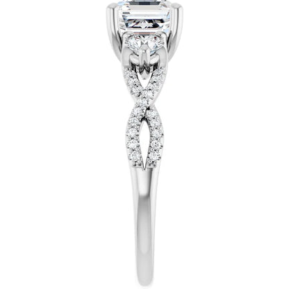 14K White Gold 1.94 CTW Asscher Three Stone Twisted Lab Grown Diamond Engagement Ring