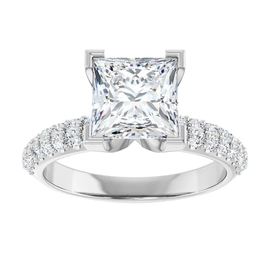 14K White Gold 1.96 CTW Princess Knife-Edge Lab Grown Diamond Engagement Ring