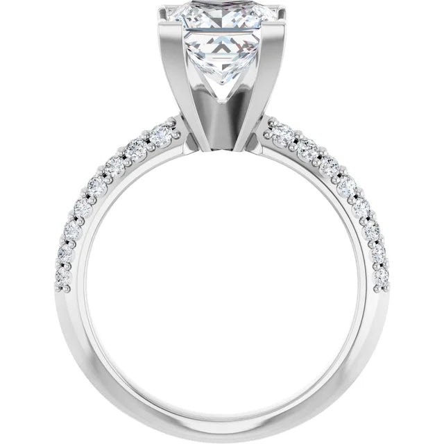 14K White Gold 1.96 CTW Princess Knife-Edge Lab Grown Diamond Engagement Ring-diamondnetjewellery