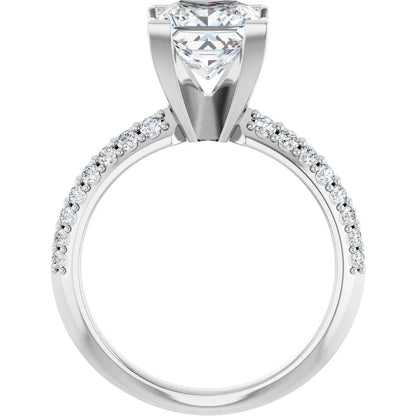 14K White Gold 1.96 CTW Princess Knife-Edge Lab Grown Diamond Engagement Ring-diamondnetjewellery