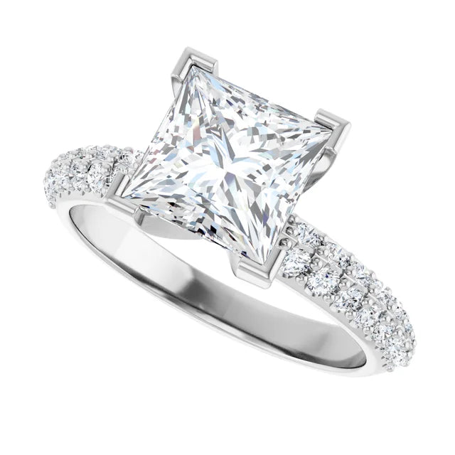 14K White Gold 1.96 CTW Princess Knife-Edge Lab Grown Diamond Engagement Ring-diamondnetjewellery