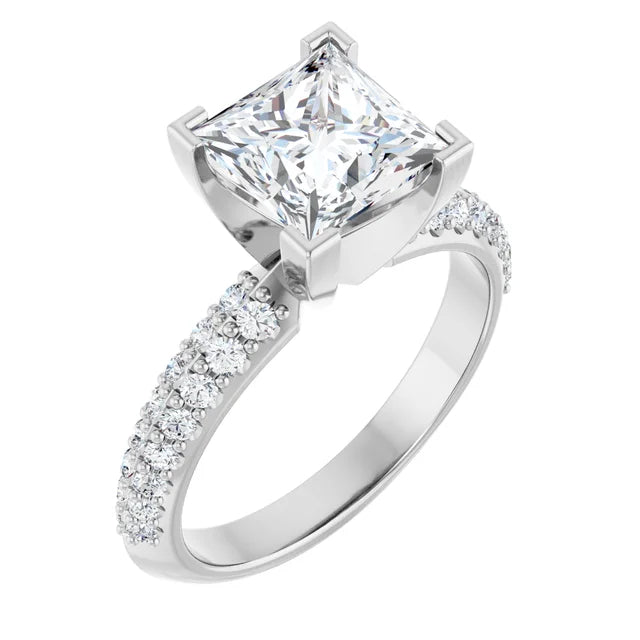 14K White Gold 1.96 CTW Princess Knife-Edge Lab Grown Diamond Engagement Ring-diamondnetjewellery