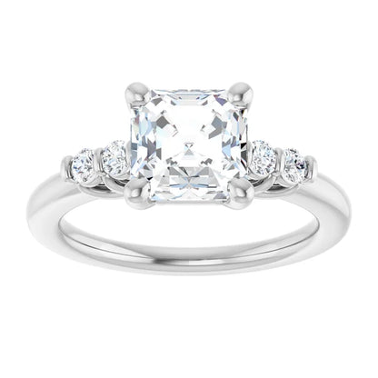 14K White Gold 1.97 CTW Asscher Solitaire Pavé Lab Grown Diamond Engagement Ring