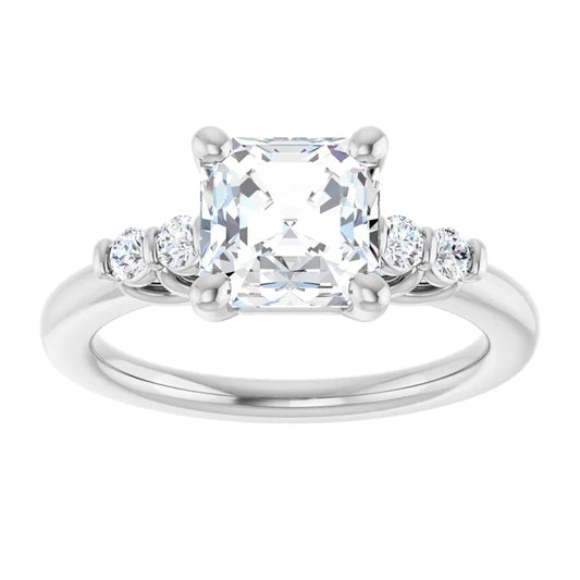 14K White Gold 1.97 CTW Asscher Solitaire Pavé Lab Grown Diamond Engagement Ring